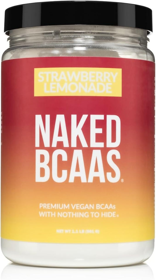 NAKED Strawberry Lemonade BCAAs Amino Acids Powder, 100% Pure 2:1:1 Formula, Vegan Branched Chain Amino Acids, Instantized All Natural BCAA Powder Supplement - 501 Grams, 34 Servings