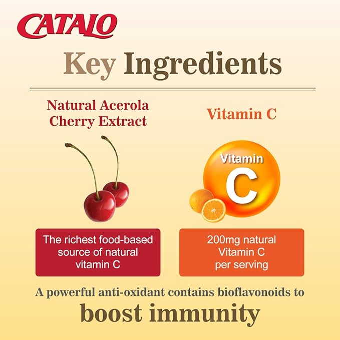 CATALO Acerola Cherry Extract Capsules – Vitamin C from Acerola Cherries, Plant-Based, No Synthetic Vitamin C, No Artificial Colors or Preservatives – 60 Vegetarian Capsules