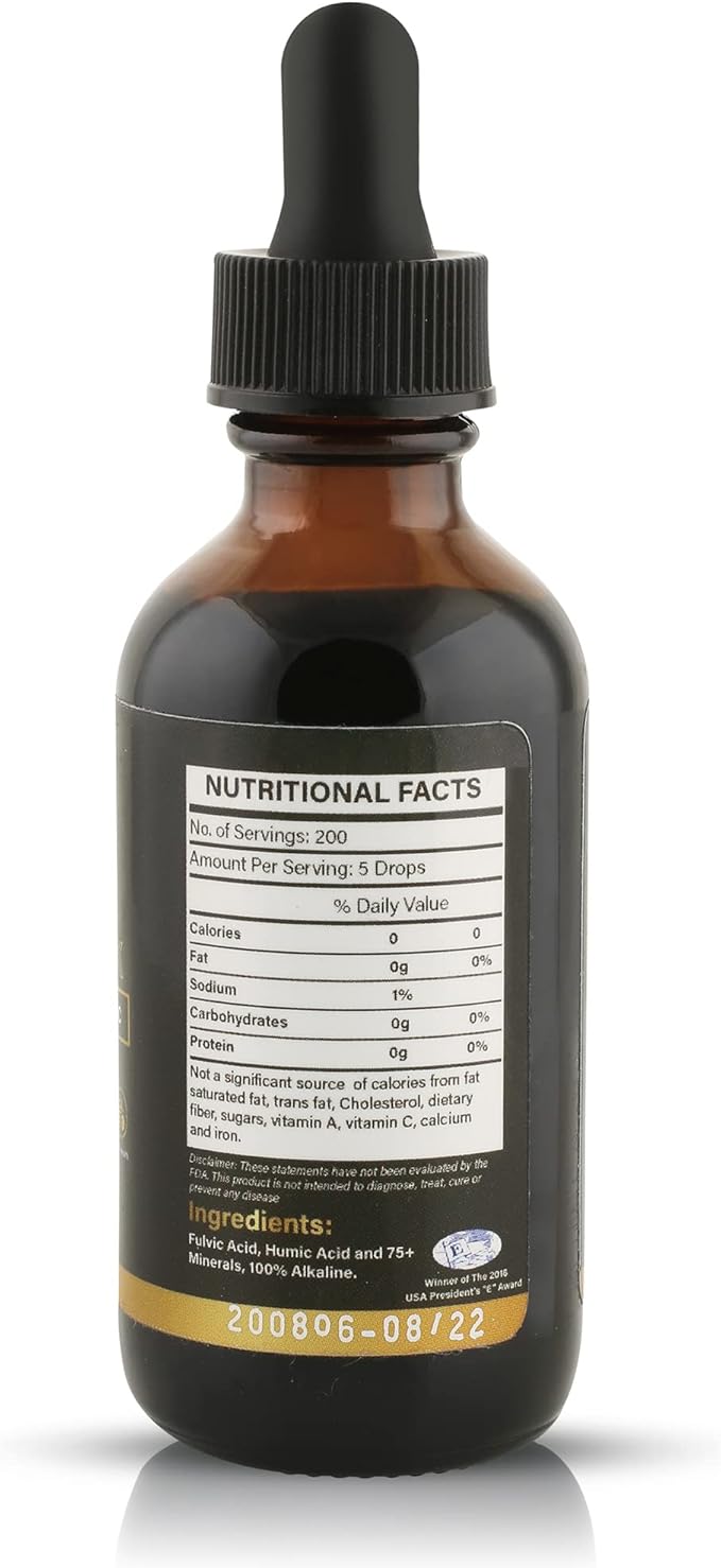 Trace Mineral Drops (200 Servings)(Flavorless) – 74 Trace Minerals from Pure Humic & Pure Fulvic Acid – Concentrated, Plant-Based, Trace Minerals Supplement with Electrolytes & Alkaline pH