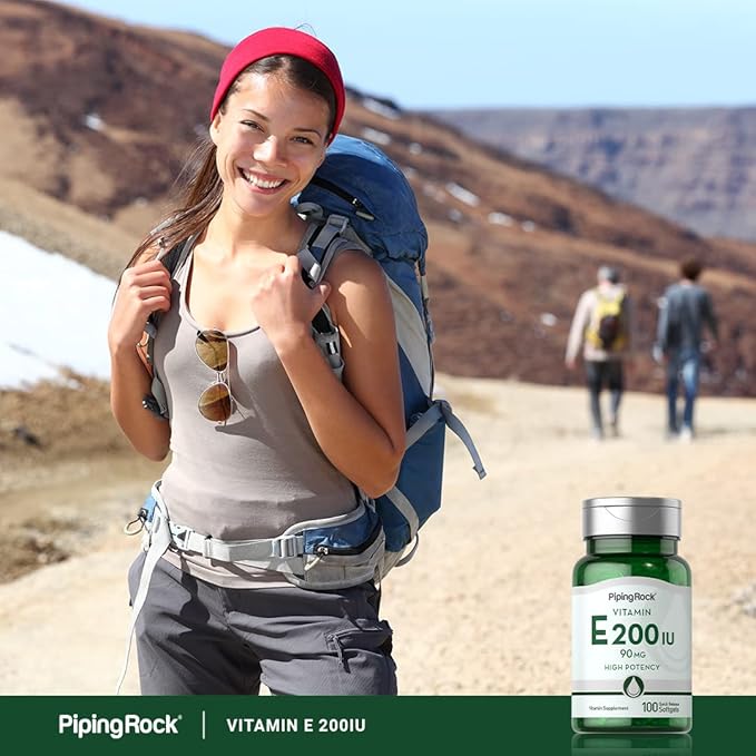 Piping Rock Vitamin E 200 IU | 90mg | 100 Softgel Capsules | High Potency Supplement | Non-GMO, Gluten Free