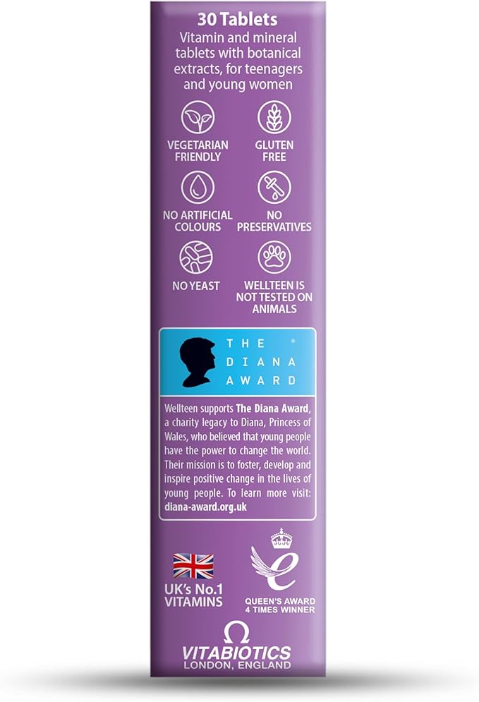 Vitabiotics Wellteen Her - Nutritional Support for Teenagers and Young Women Ages 13-19 - 30 Tablets