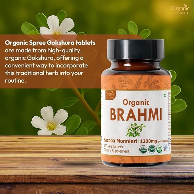 BRAHMI 120 Tablets | Bacopa Monnieri (Brahmi) | USDA Organic Certified | Organic and Natural 120tab - Pack of 2