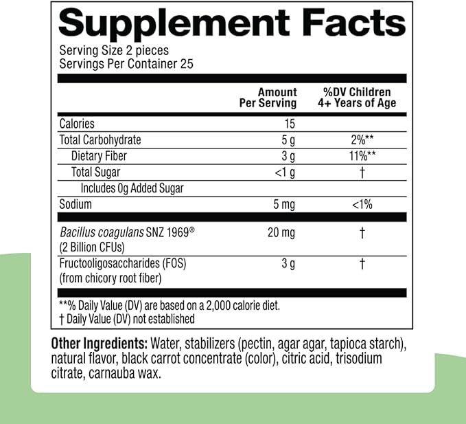 Biostime Kids Prebiotic & Probiotic Gummies (Ages 4+) | Probiotics for Kids | Includes 2 Billion CFU to Support Digestive Health| No added sugar Fruity Bites | Free from Top 9 Allergens |50 Count