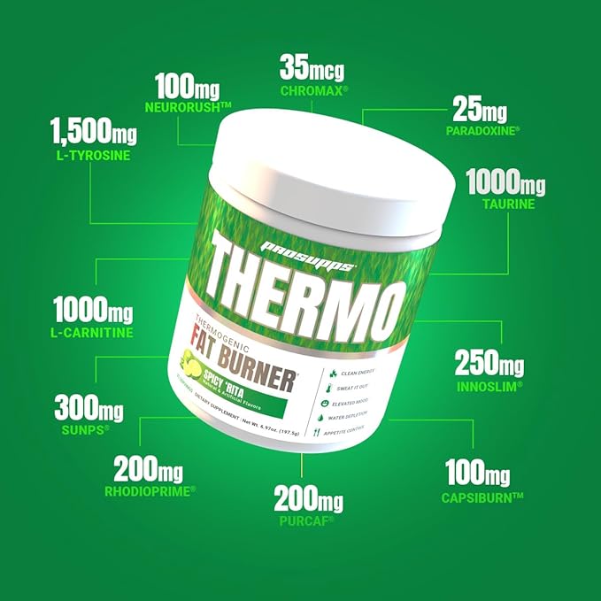 PROSUPPS Thermogenic Fat Burner Powder, Spicy Rita - Weight Loss & Metabolism Booster Pre Workout Supplement for Women & Men - Supports Appetite Control & Boosts Energy - Gluten-Free - 25 Servings