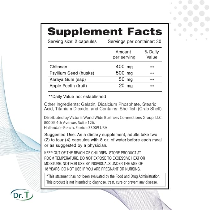 Dr. T Natural Cholesterol Lowering Supplement (3-Saver Pack) Psyllium Seed (Husks), Chitosan, Karaya Gum, Apple Pectin - Supports Healthy LDL & HDL Cholesterol, and Triglyceride Levels (3)