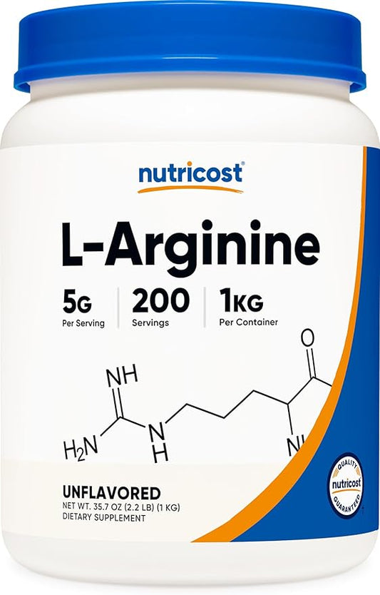 Nutricost L-Arginine Powder 1KG - Pure L-Arginine, 5g Per Serving