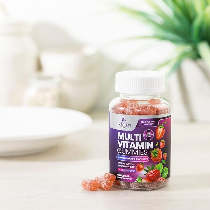Multivitamin Gummies for Adults, Daily Gummy Vitamin for Women & Men, Immune Support Gummy Multivitamins Supplement, Adult Multi Vit Vitamin with Vitamins A, C, D, E, B-6, B-12, Zinc - 90 Gummies