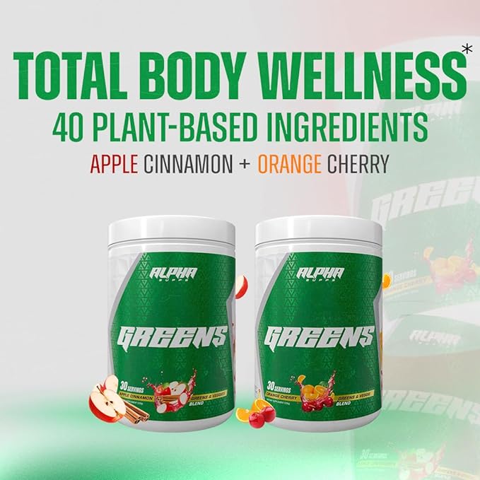 Alpha Greens Supplement | Fruit & Vegetable Superfood Powder | Over 40 Natural Plant Based Ingredients | Prebiotic & Probiotic Digestive Support Blend - 30 Servings (Pineapple)