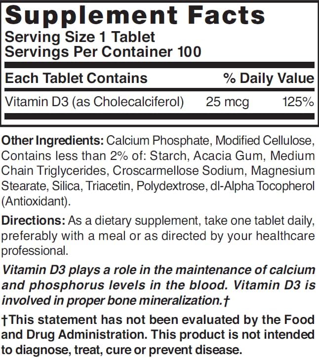 NAT B VIT D3 TB 1000IU 100 by Nature's Blend