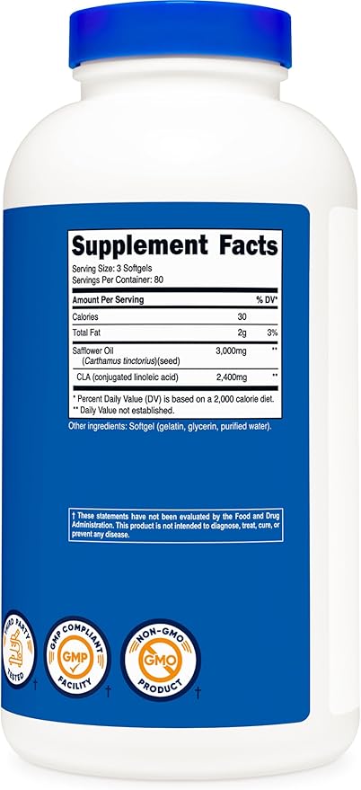 Nutricost CLA (Conjugated Linoleic Acid) 2,400mg, 240 Softgels - Gluten Free, Non-GMO, 800mg Per Softgel
