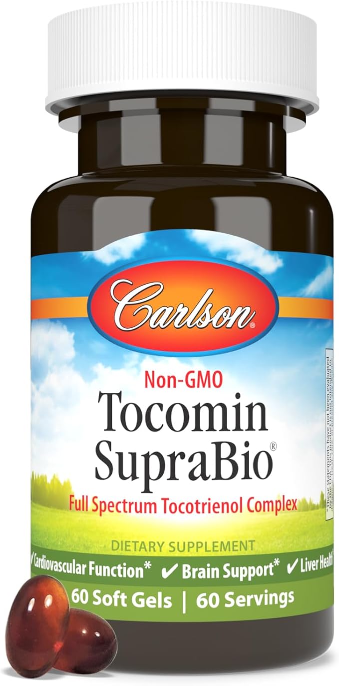 Carlson - Tocomin SupraBio, Full Spectrum Tocotrienol Complex, Non-GMO Tocotrienols, Alpha, Beta, Gamma, Delta, 60 Softgels