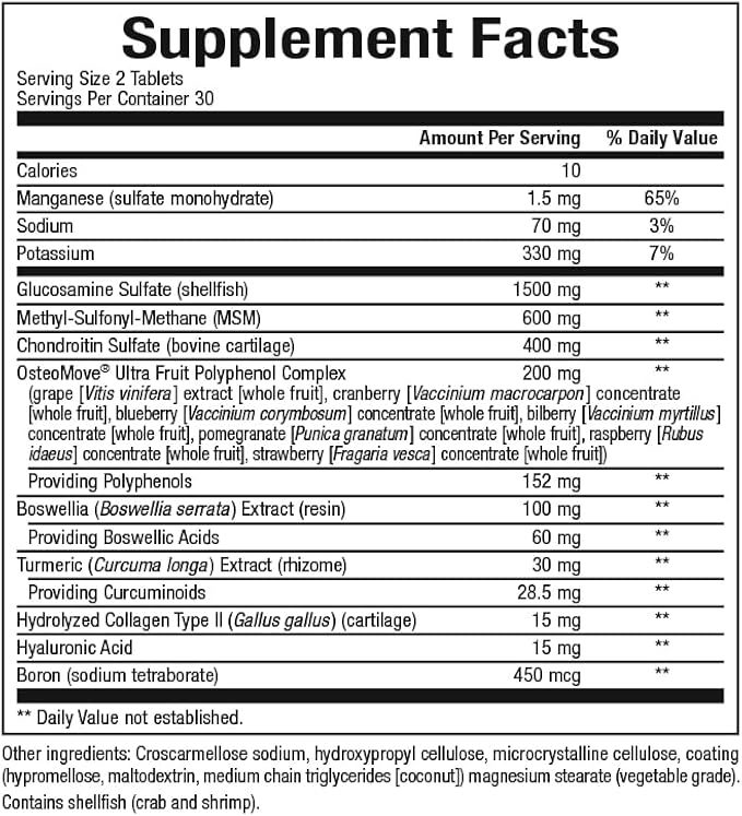 Natural Factors, OsteoMove Joint Care, Extra Strength Support for Joint and Bone Health, Non-GMO, 60 tablets (30 servings)