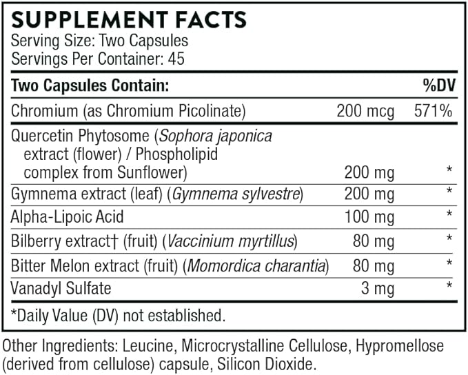 THORNE Diabenil - Support for Maintaining Health* - with Chromium, ALA, and Quercetin Phytosome - 90 Capsules
