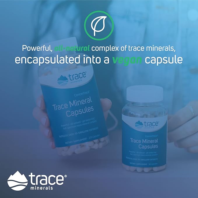 Trace Minerals Low-Sodium ConcenTrace Capsules - Supplement to Support Bone Health & Body Energy - Healthy Hydration & Electrolyte Support Supplement - 270 Capsules (90 Servings