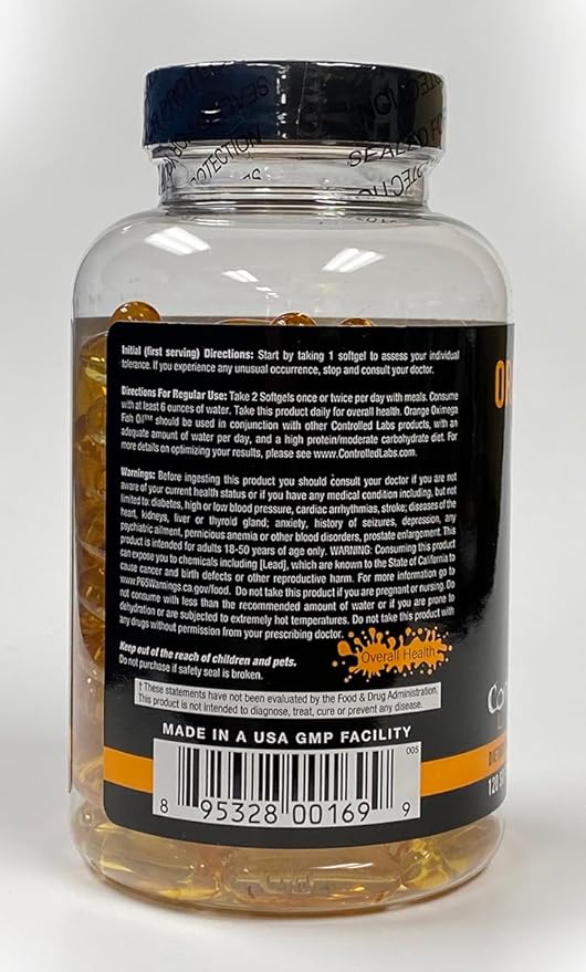 CONTROLLED LABS Overall Health Bundle, 45 Serving Orange Triad, 90 Count Orange Health IQ, 120 Count Orange Oximega Fish Oil, Muscle Building and Recovery Supplement for Men and Women