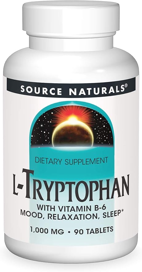 Source Naturals L-Tryptophan with Vitamin B-6 1000 mg Support Mood, Relaxation And Sleep - 90 Tablets