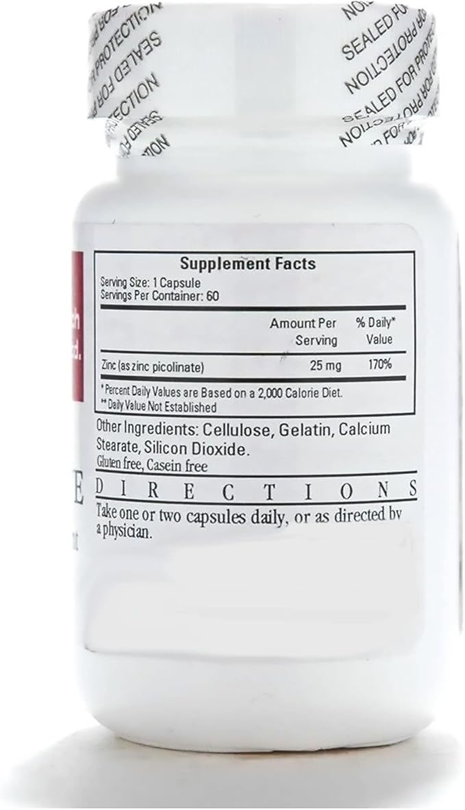 Cardiovascular Research Zinc 25 mg Zinc Picolinate 120 Capsules - for Immune System Support - Two Bottle Bundle
