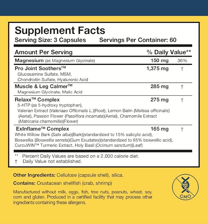 Researched Nutritionals Soothe & Relaxx - Soft Tissue, Muscle + Support Supplement - A Gentle Health Supplement for Calming Relief - Soothe Your Body + Mind (180 Capsules)