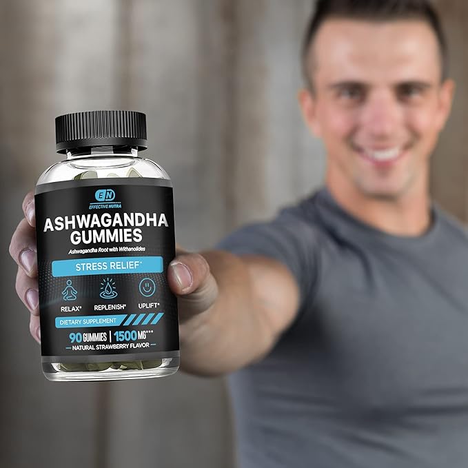 Ashwagandha Gummies 1500mg | Stress Relief, Immune Support, Calm Mood, Energy | Natural Berry Flavor | 90-Day Supply | Vegan, Gluten-Free, Non-GMO | Supplement for Men & Women (2-Pack)