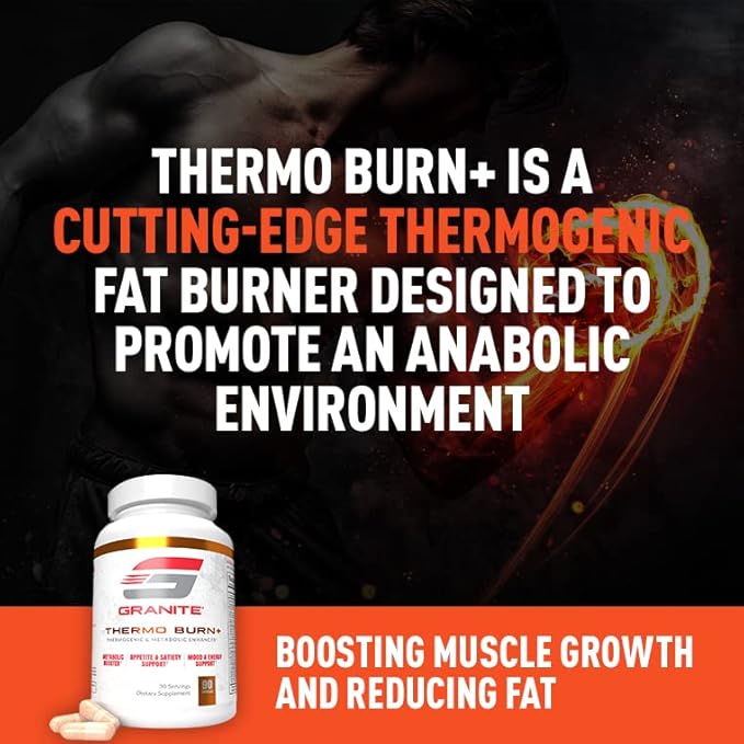 Thermo Burn by Granite, New Advanced Formula for Thermogenic, Metabolic, Mood & Appetite Support with Alpha GPC, Theobromine, & 5-HTP (90 Capsules)