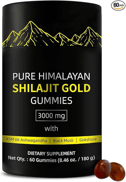 Shilajit Gummies | UltimaPeak Pure Himalayan Shilajit for Men | Lab Tested I No Added Sugar | Ashwagandha, Gokshura | Fulvic Acid & 85+ Trace Minerals for Men, Women | Non-GMO | 60 Gummy