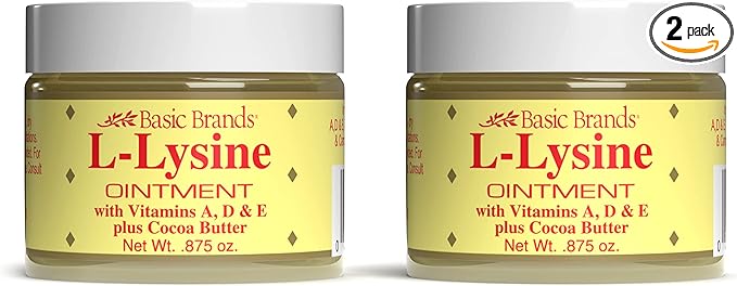 L-Lysine Ointment - 0.875 oz - Lysine Cold Sore Treatment and Blister Relief - Soothes Chapped Lips and Dry Skin – 2-Pack