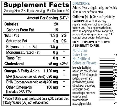 Eniva Omega-3 Fish Oil High EPA/DHA Premium Fish Oil Daily Supplement 2 Pack (240 caps)