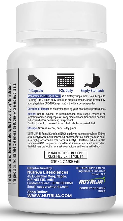 NAC (N-Acetyl L-Cysteine) 600mg - 30 Capsules
