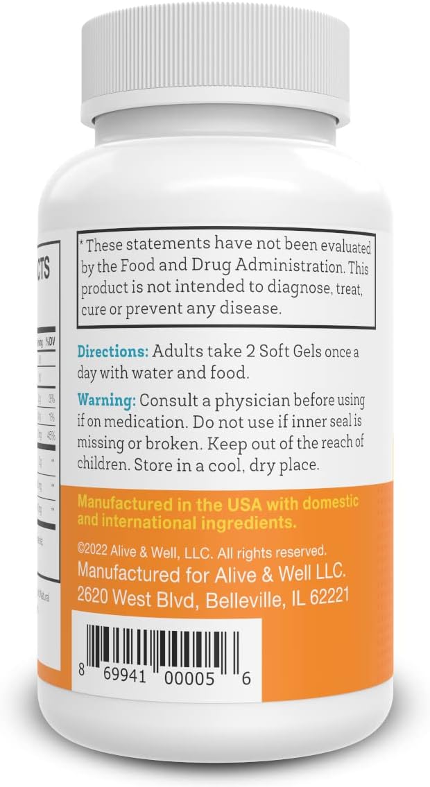 Omega 3 Fish Oil Supplement - 60 Soft Gels - 1200 mg Omega-3 - with EPA and DHA - 30 Servings