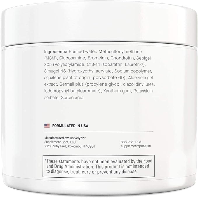 Glucosamine Chondroitin MSM Gel (4 oz) - with Glucosamine, Chondroitin, MSM & Bromelain to Support Joint Health– for Women & Men (90 Day Supply)