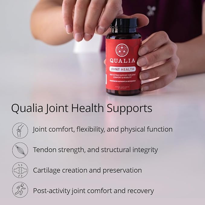 Qualia Joint Health 10 Advanced Joint Health nutrients: denatured Collagen, boswellia, tumeric, Boron, Ginger, L-carnitine. Cartilage Health, Tendon Strength, Healthy Joint Aging (1 Month Supply)