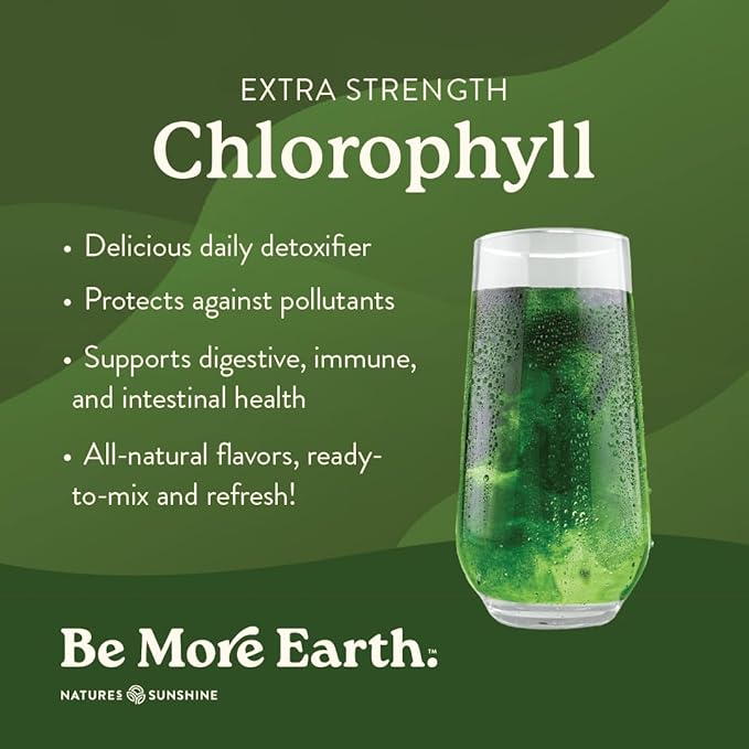 Nature's Sunshine Chlorophyll Stick Packs: Supercharge Your Detox and Boost Gut Health in Convenient, Delicious Stick Packs (Spearmint)