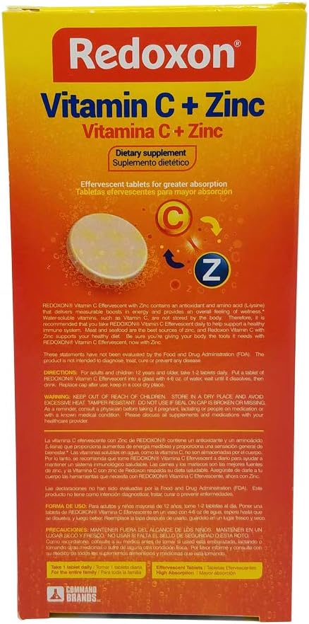Redoxon Vitamin C Tablets | Orange Flavor, Effervescent Double Action Supplement of Vitamin C and Zinc for Immune System Support, Healthier Lifestyle, and More Energy; 3-Pack of 20 Tablets