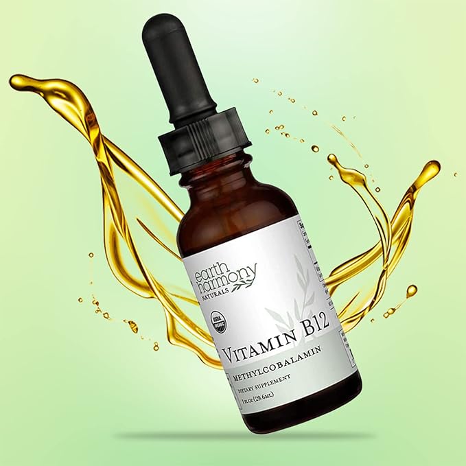 USDA Organic Vitamin B12 2000mcg Sublingual Liquid Supplement (2-Pack) - Vegan Methylcobalamin Drops for Natural Energy, Maintain Metabolism, and Immune System Support - 1 Fl Oz