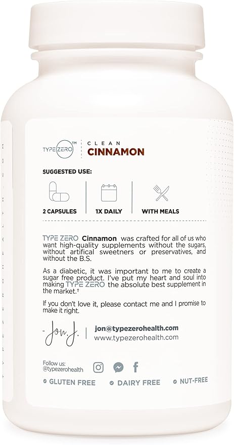 Type Zero Ceylon Cinnamon Capsules (1200mg | 120 Capsules) - Natural, Non-GMO, Gluten Free, Organic Cinnamon Supplement