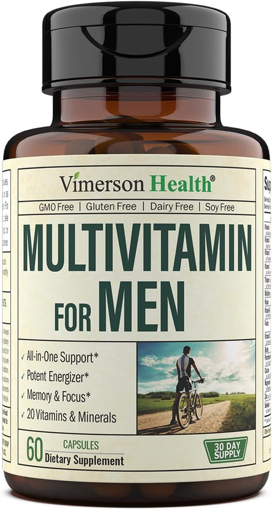 Multivitamin for Men - Daily Mens Multivitamins & Multiminerals with Vitamin D, Vitamin C, B12 Zinc & More. Essential Vitamins for Men for Energy, Focus, Stamina, Performance, Mens Health. 60 Capsules