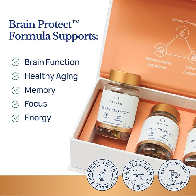 3 MONTH SUPPLY Brain Protect™ Nano Omega 5 Cinnamon Brain Supplement for Memory Focus Patent-Pending Nano-Formulation Antioxidant 180 Softgels Pomegranate Seed Punicic Acid