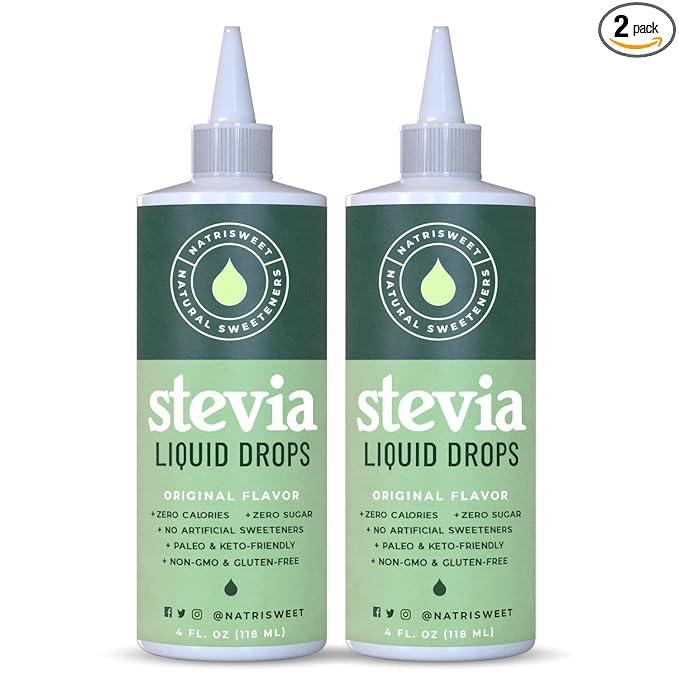 Natrisweet Liquid Stevia Drops 4oz 2pack, Pure Sweetener from Stevia Extract, Plant-Based Sugar Substitute, Zero Calorie Keto Sweetner, Mix Sugar into Drinks and Treats, Non-GMO