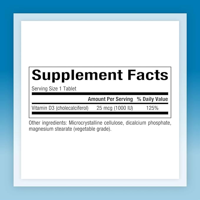 Natural Factors, Vitamin D3 1000 IU (25 mcg), Supports Strong Bones, Muscles and Immune Function, 180 Tablets