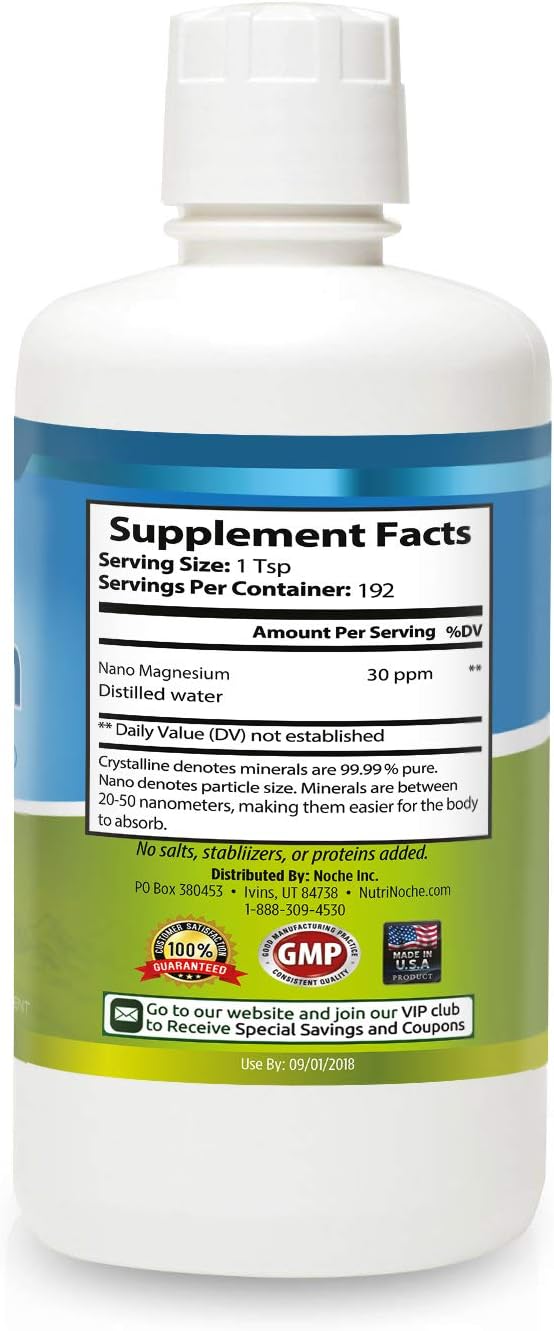 NutriNoche Liquid Magnesium- Concentrated Dose of 30 PPM of Nano Magnesium (32 Ounces) - Colloidal Minerals