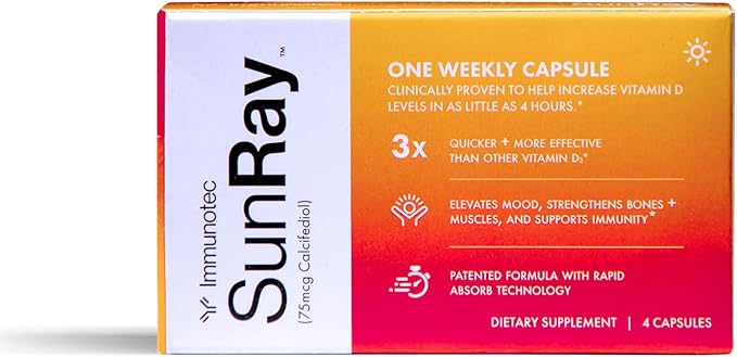 Immunotec Sunray – Calcifediol 75 mcg – Advanced Form of Vitamin D – Once a Week Dose – Superior Absorption - Fast Acting