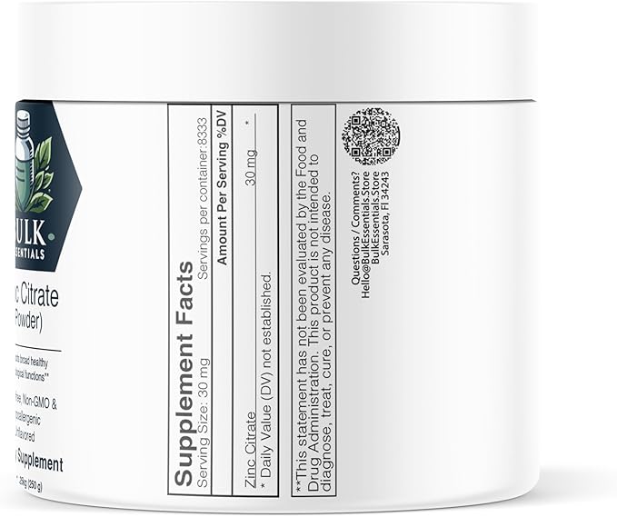 Zinc Oxide Powder - Zinc Oxide Supplement - Zinc Powder for Immune Support - Gluten Free - 50mg per Serving - 250g