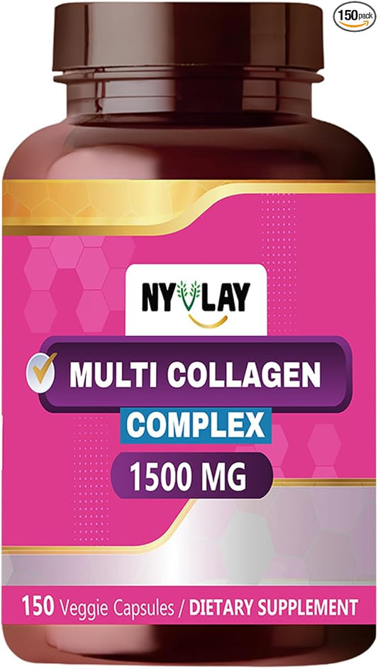 Multi Collagen Complex 1500 MG 150 Capsules | Dietary Supplement | Extra Strength Natural Formulation | Support Strength & Energy