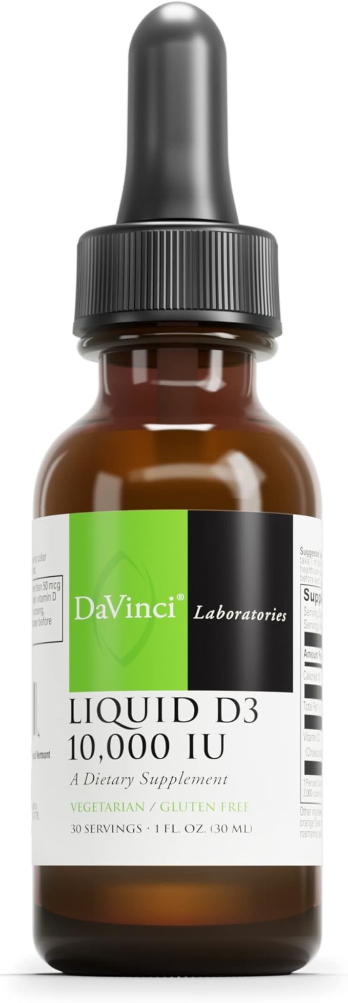 DAVINCI Labs Liquid D3 10,000 IU - Helps Support Bone Health, Immune Support & Heart Health with Vitamin D3 - Gluten Free & Vegetarian - 1 Fl Oz (30 Servings)