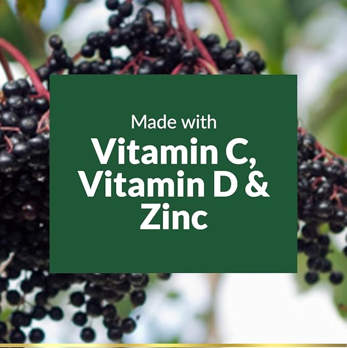 Nature's Bounty Elderberry Gummies, Dietary Supplement, Supports Immune Health, Contains Vitamin A, C, D, E and Zinc, 100 mg, 120 Gummies (Pack of 2)