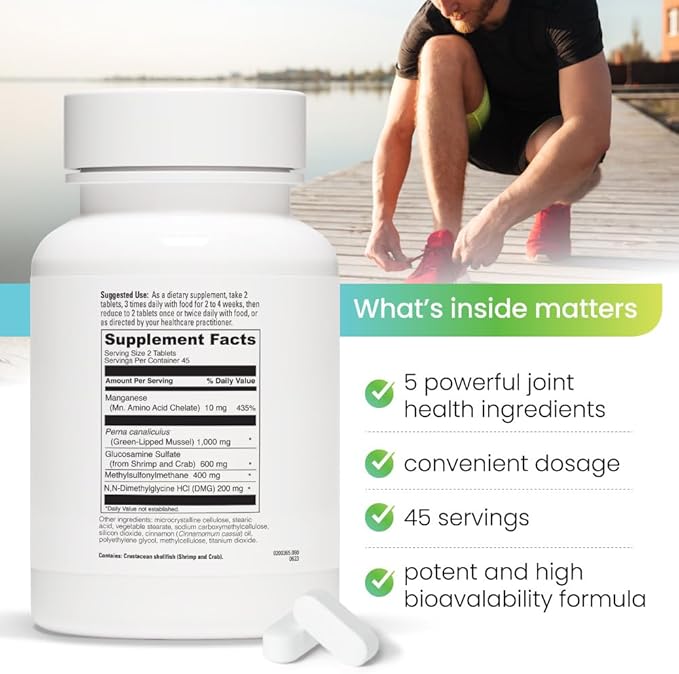 REVITALIZE Mobility + Advanced Joint & Connective Tissue Support Formula Inflammation, Joint Care & Relief, Heart & Immune Support, Perna Canaliculus, Glucosamine, MSM, DMG- 90 Tablets