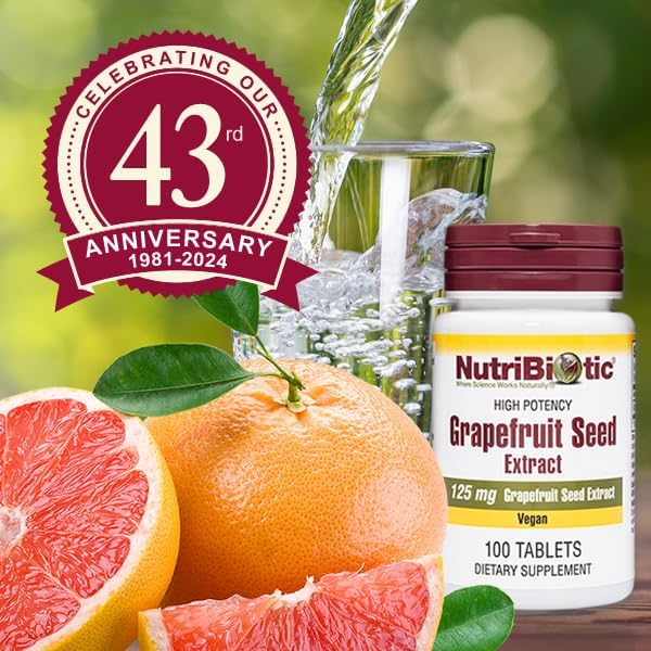 NutriBiotic – Grapefruit Seed Extract Tablets 125mg, 100 Count | Premium Grade GSE with Bioflavonoids | Potent Immune & Overall Health Support | Easy to Swallow | Vegan, Gluten Free, Non-GMO