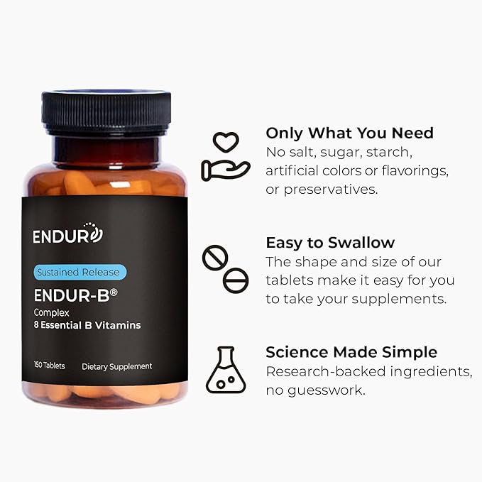 Endur-B Complex - Sustained Release - Vitamin B Supplement with B1, B2, B3, B6, B12, Folic Acid, Biotin - 150 Tablets Company