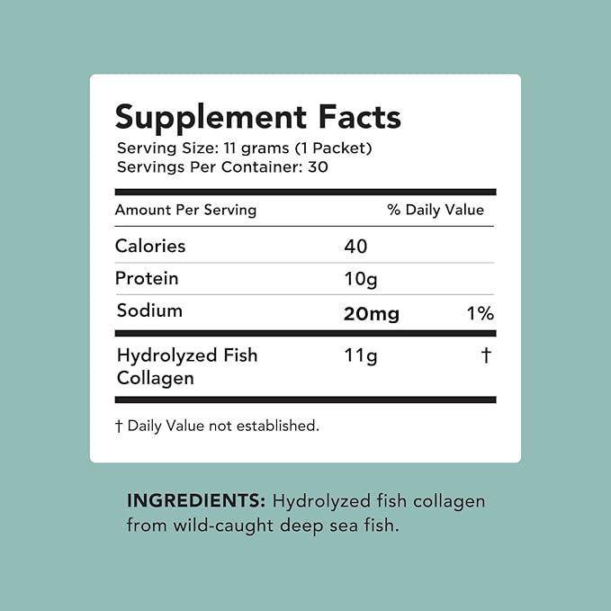 AMANDEAN Marine Collagen Peptides Powder Stick Packs. Wild-Caught Fish. 30 Single Use Individual Packets. Hair, Skin & Nails. Non-GMO, Zero Carbs, Unflavored, High Bioavailability.
