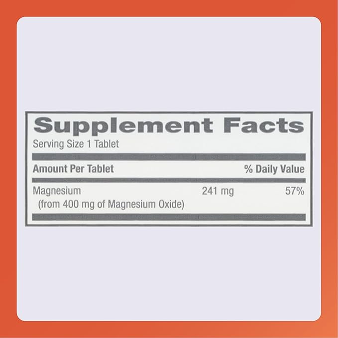 Rugby Magnesium Oxide 400 mg Tablets - Dietary Supplement - Gluten-Free - 120 Count